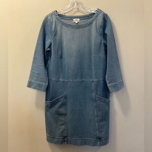 AG Adriano Goldschmied Denim Knit Cocoon Dress 3/4 Sleeves Medium Wash Size M